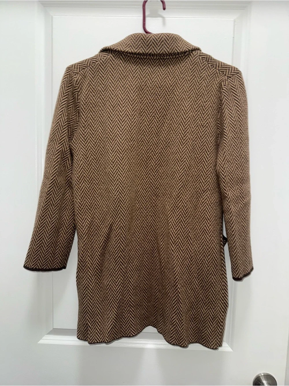 J.Crew Brown Herringbone Open Cardigan Coat